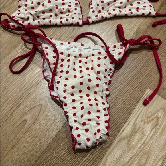 Victoria's Secret Red and White Polka Dot Bikini - Picture 5 of 6